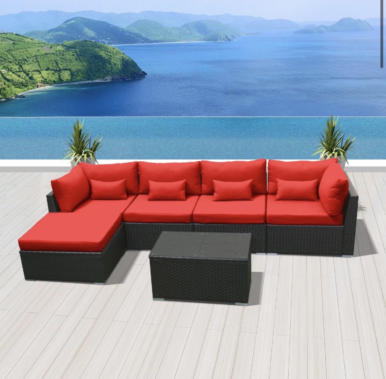 Crimson Red 6H Replacement Cushion Covers Set (Without Foam Insis)