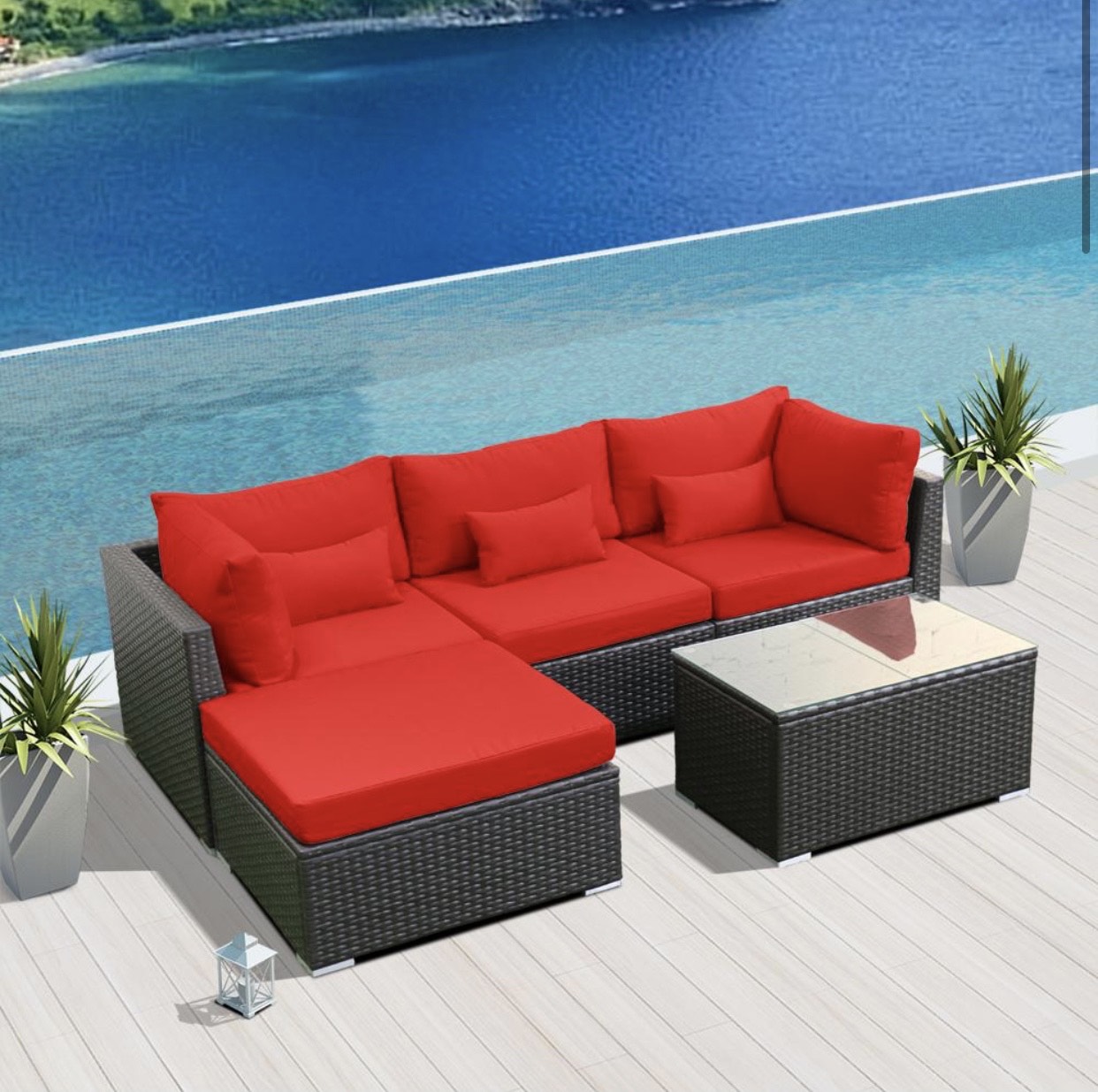 Crimson Red 5H Replacement Cushion Covers Set (Without Foam Insis)