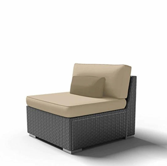 Khaki Light Beige Middle Chair Outdoor Patio Furniture Espresso Brown Wicker