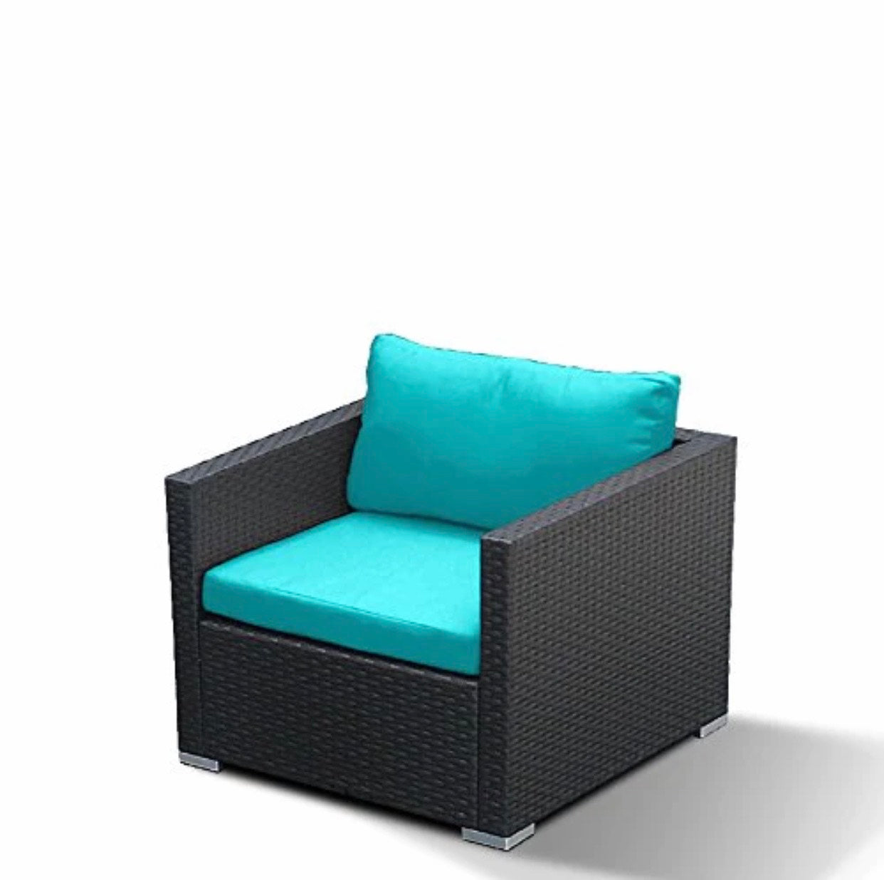 Blue Turquoise Club Chair Outdoor Patio Furniture Espresso Brown Wicker