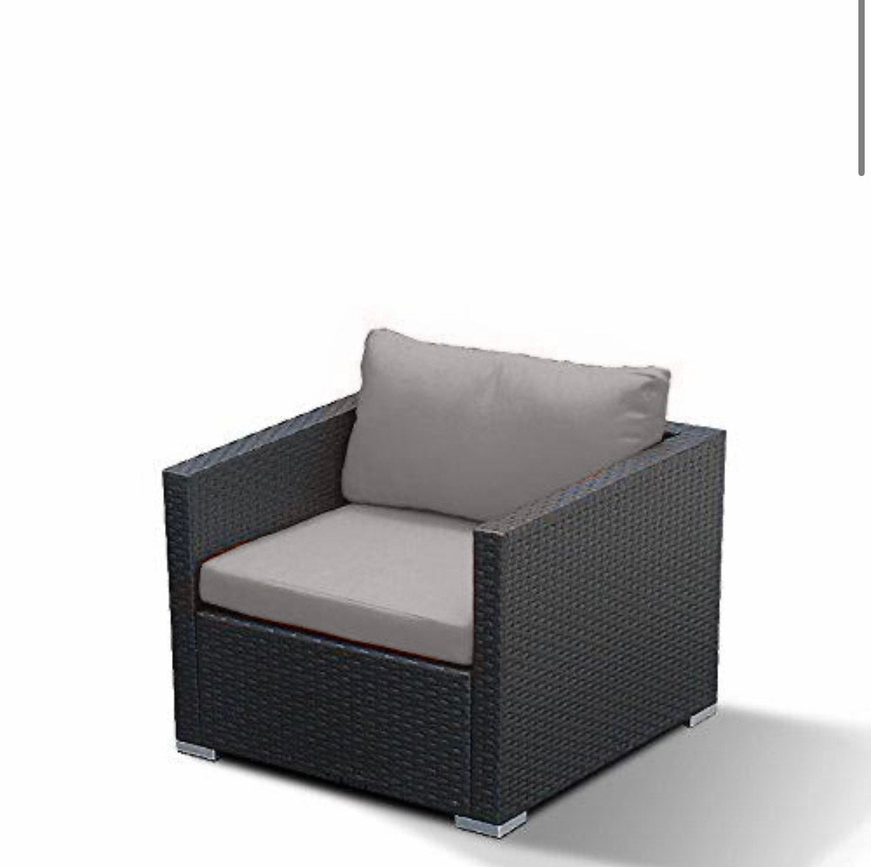 Light Gray Club Chair Outdoor Patio Furniture Espresso Brown Wicker