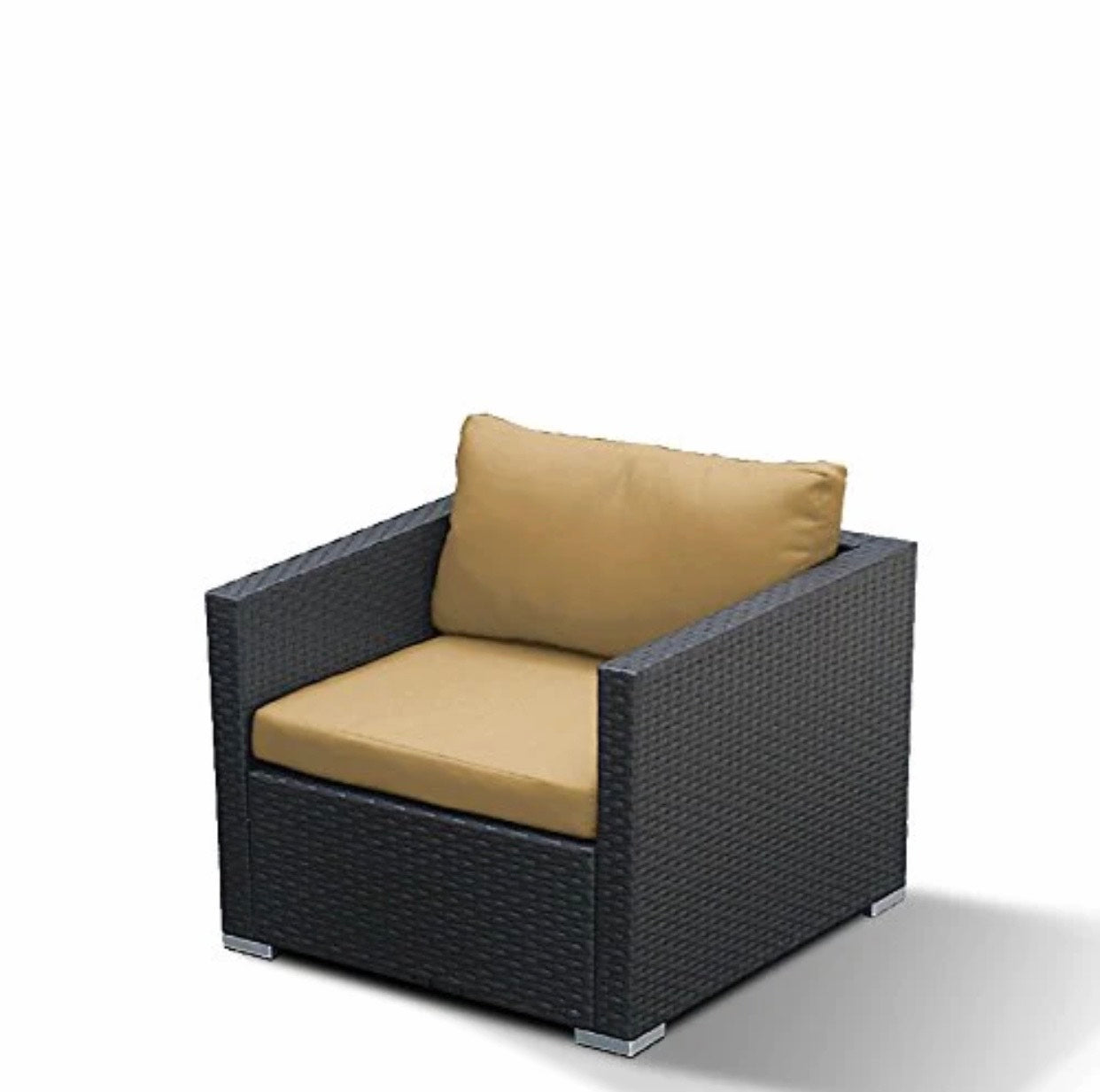 Beige Dark Brown Club Chair Outdoor Patio Furniture Espresso Brown Wicker