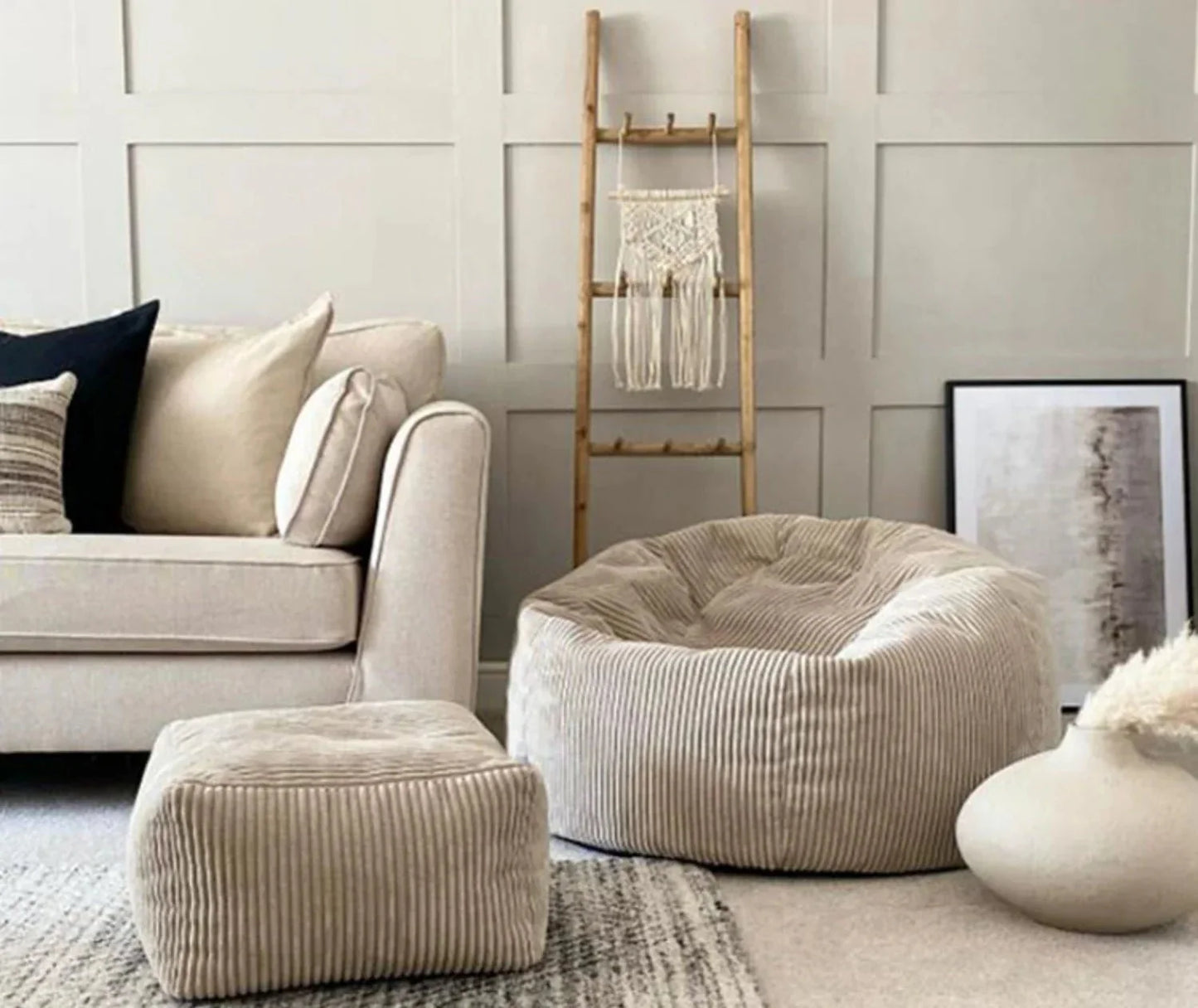 OTAUTAU Corduroy Bean Bag Pouf Cover Without Filler Lazy Floor Beanbag Chair Sac Puff Ottoman Lounger Frameless Furniture DD025