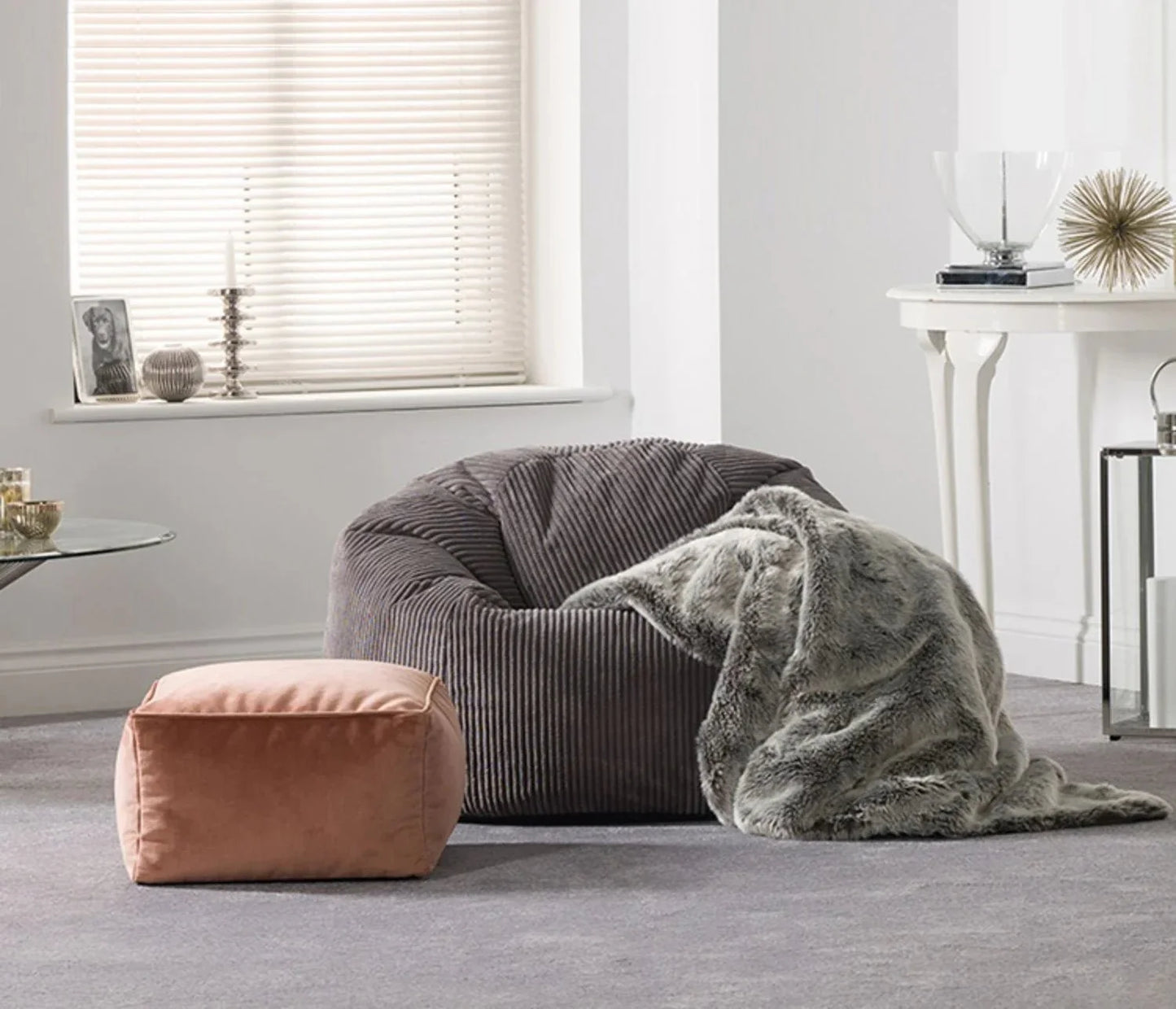 OTAUTAU Corduroy Bean Bag Pouf Cover Without Filler Lazy Floor Beanbag Chair Sac Puff Ottoman Lounger Frameless Furniture DD025