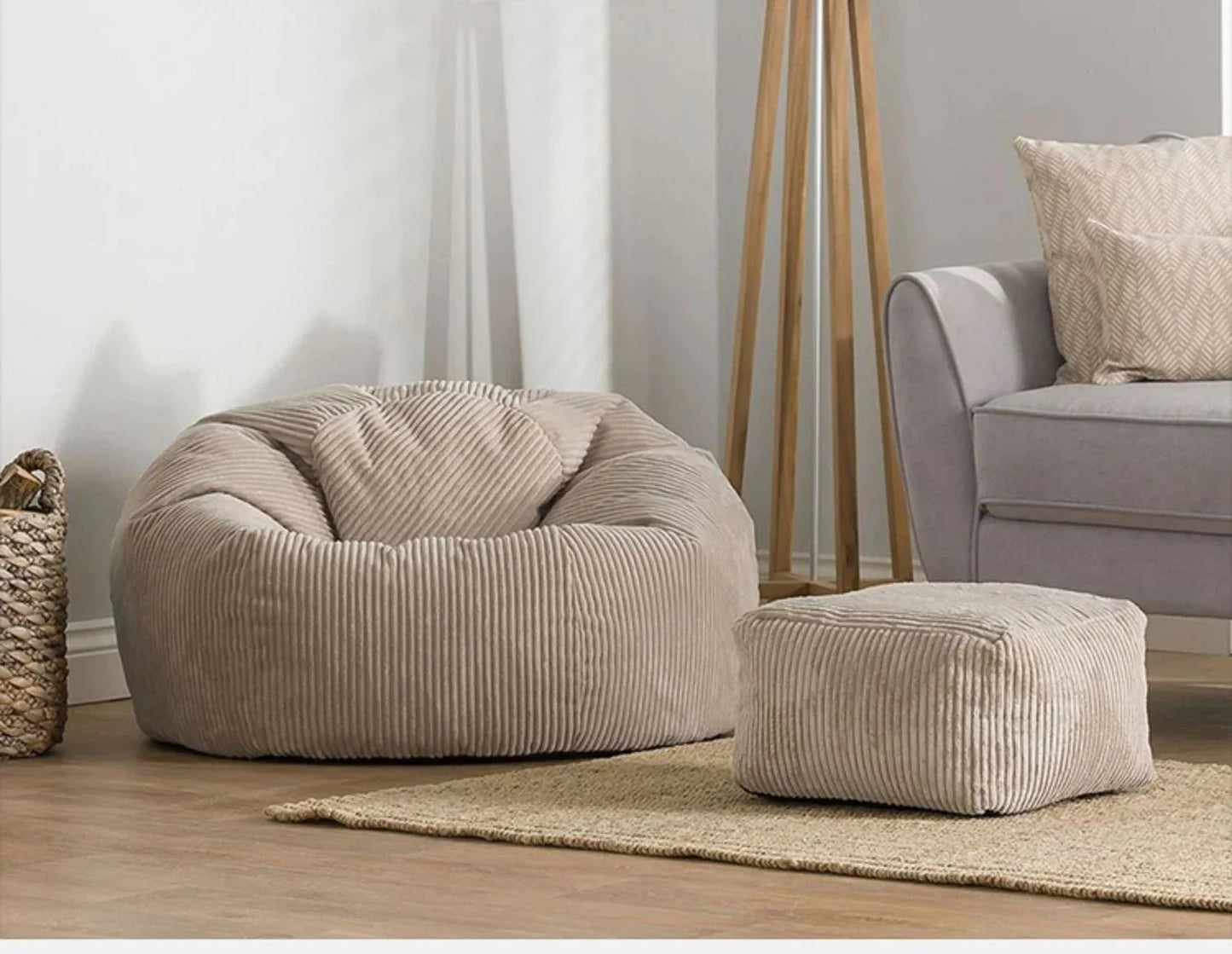 OTAUTAU Corduroy Bean Bag Pouf Cover Without Filler Lazy Floor Beanbag Chair Sac Puff Ottoman Lounger Frameless Furniture DD025