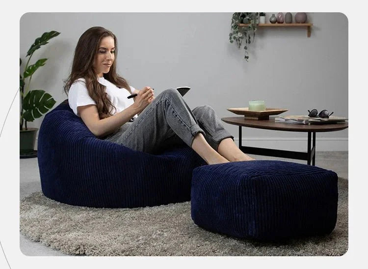 OTAUTAU Corduroy Bean Bag Pouf Cover Without Filler Lazy Floor Beanbag Chair Sac Puff Ottoman Lounger Frameless Furniture DD025