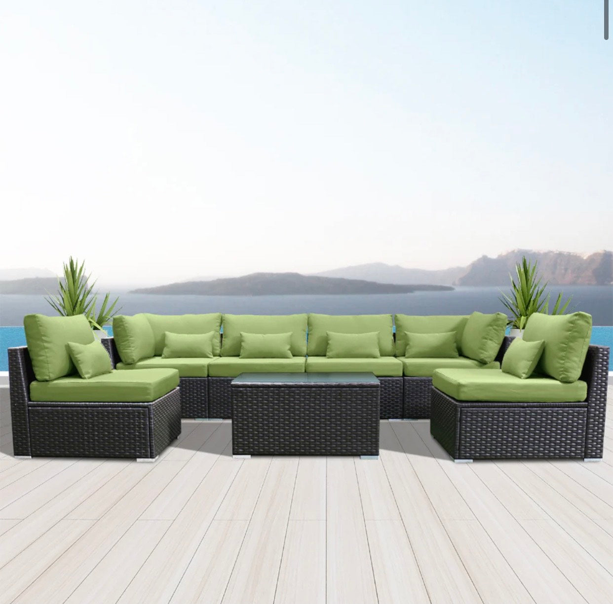 Dry Green Outdoor Wicker Furniture (Espresso Brown) El Segundo 7 Piece Seven